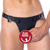 Double Leather Brief With Penis Hold And Dildo Default Title > Realistic Dildos and Vibes > Strap on Dildo